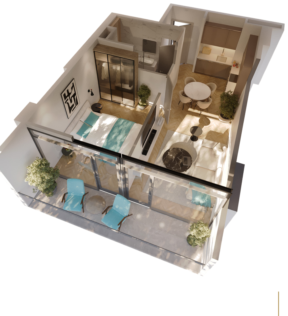 Grundriss 1 Schlafzimmer, 53,0 m²