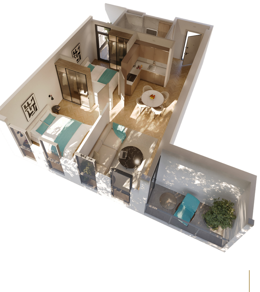 Grundriss 2 Schlafzimmer, 59,1 m²